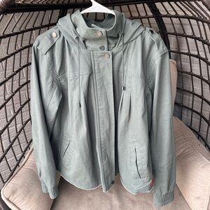 Peace love world large army green zipper jacket